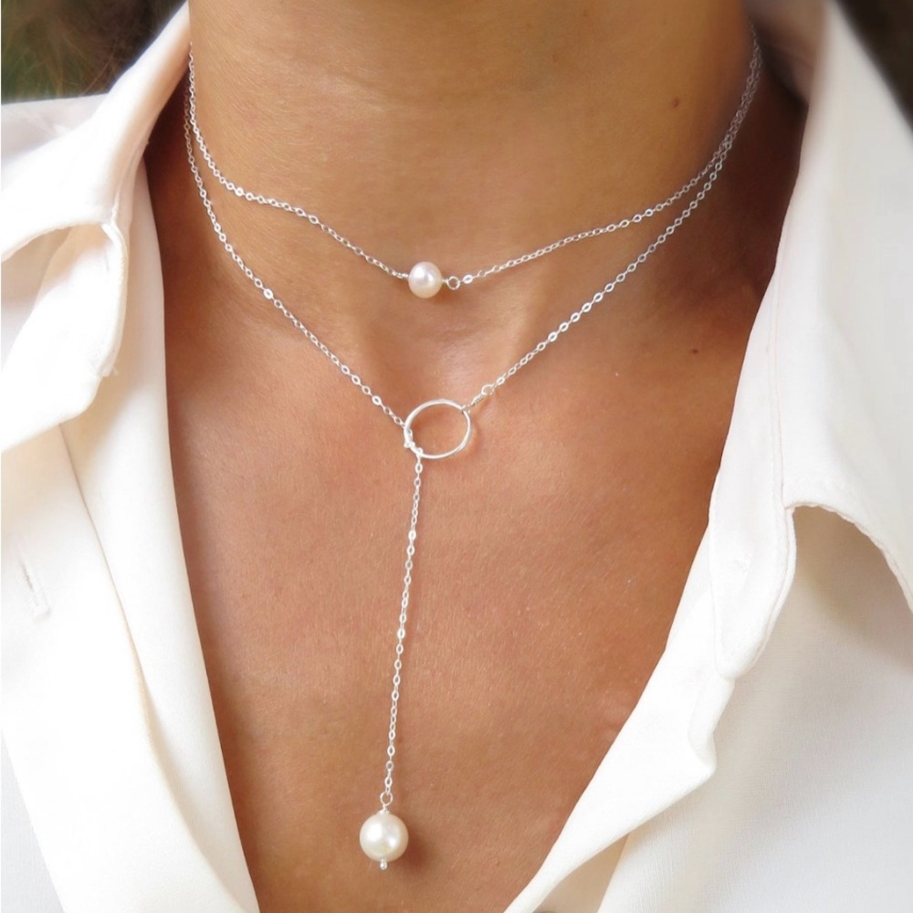Otis B Pearl Choker & Lariat Necklace